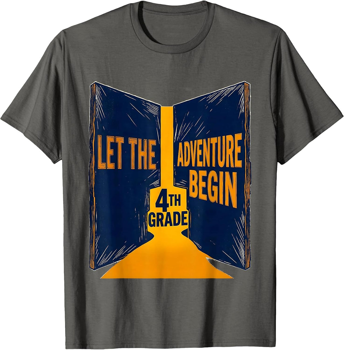 Men's Let The 4th Grade Adventure Begin Fourth Grade Teacher Team T-Shirt - Asphalt Grey
