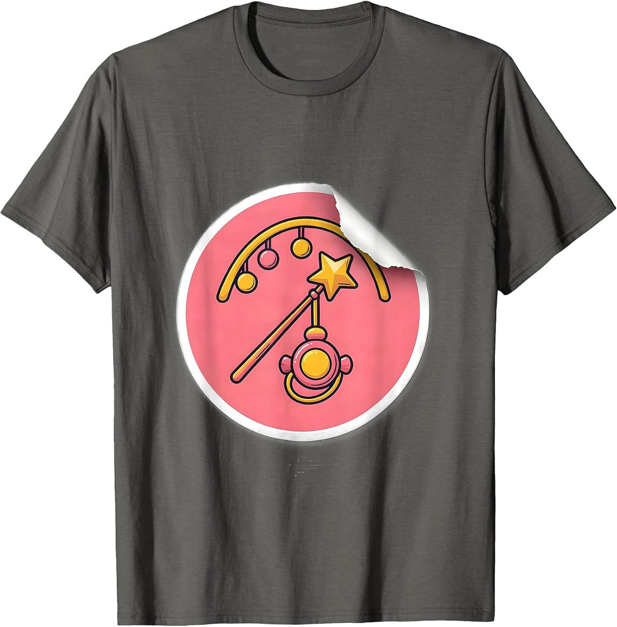 Fresh Sticker Fairy Godmother New Baby Gift Humor T-Shirt - Asphalt Grey