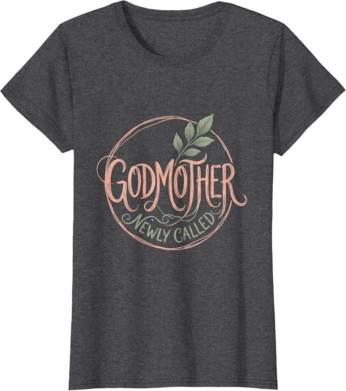 Women's Godmother Newly Called Boho Typography Aunt Humor T-Shirt - Dark Heather Grey