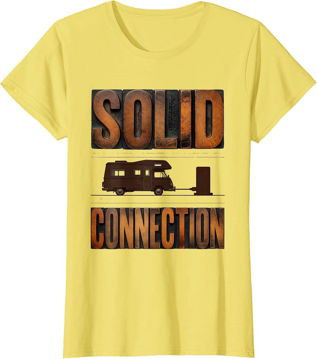 Solid Connection Retro Van Life Nomads Camper Van Dwellers T-Shirt - Lemon Yellow