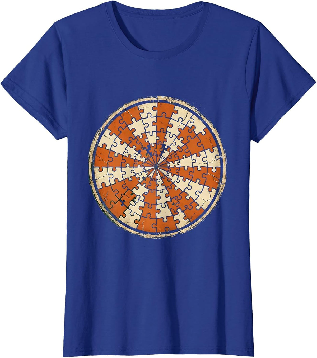 Women's Paraprofessional Colorful Puzzle Pieces Graphic T-Shirt - Royal Blue