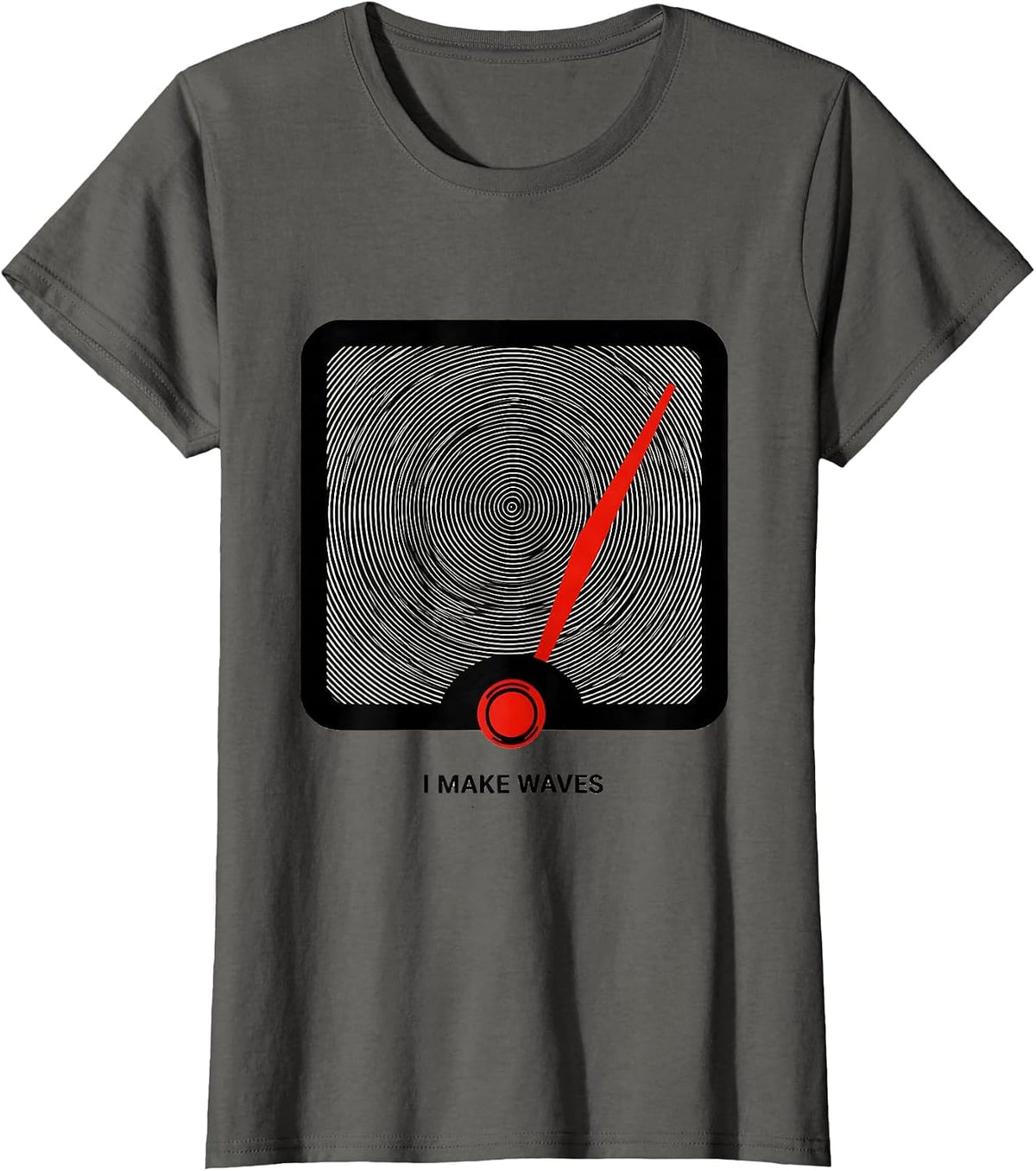 Women's I Make Waves Op Art Moiré Ham Radio Operator Hobby Humor T-Shirt - Asphalt Grey