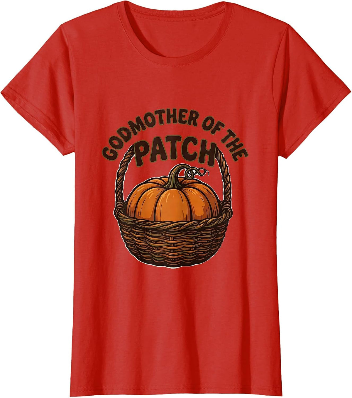 Women's Godmother of the Patch Flat Autumn Halloween Family Matching T-Shirt - Red
