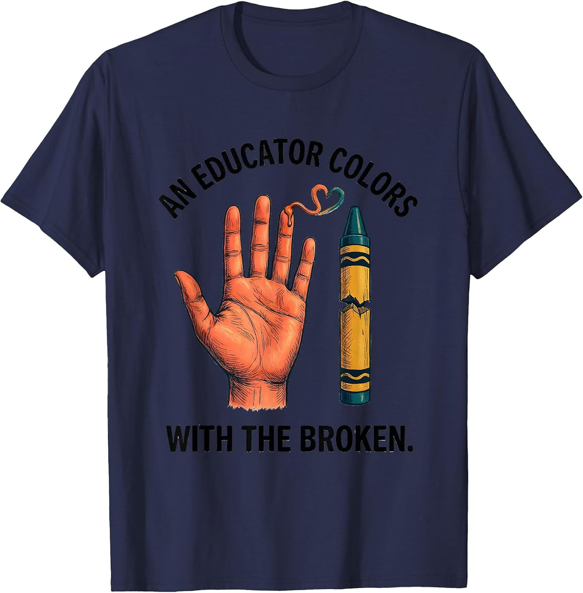 Men's An Educator Colors With The Broken Mental Health Awareness T-Shirt - Navy Blue