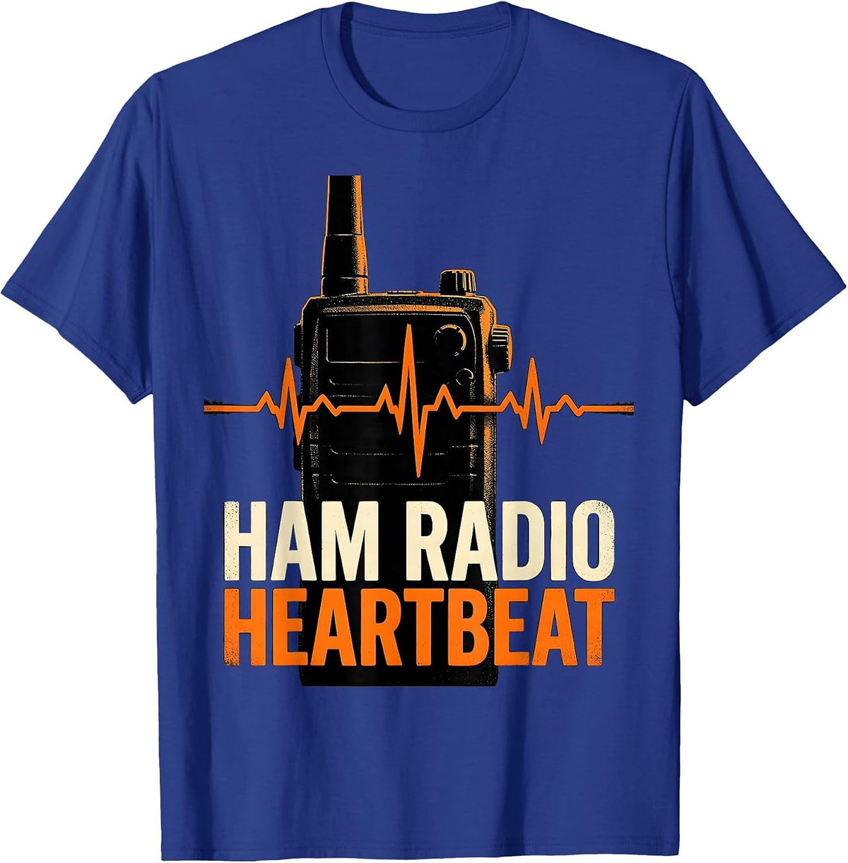 Ham Radio Heartbeat Stencil Graphic Radio Enthusiast Hobby T-Shirt - Royal Blue