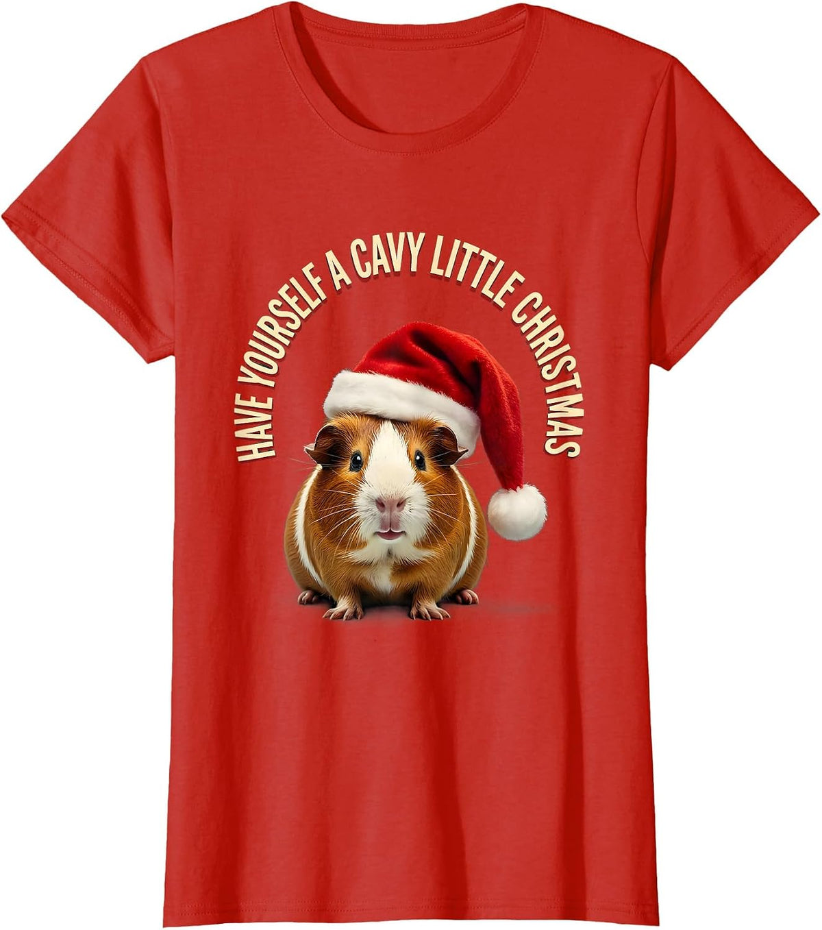 Have Yourself A Cavy Little Christmas Funny Guinea Pig Santa T-Shirt - Red