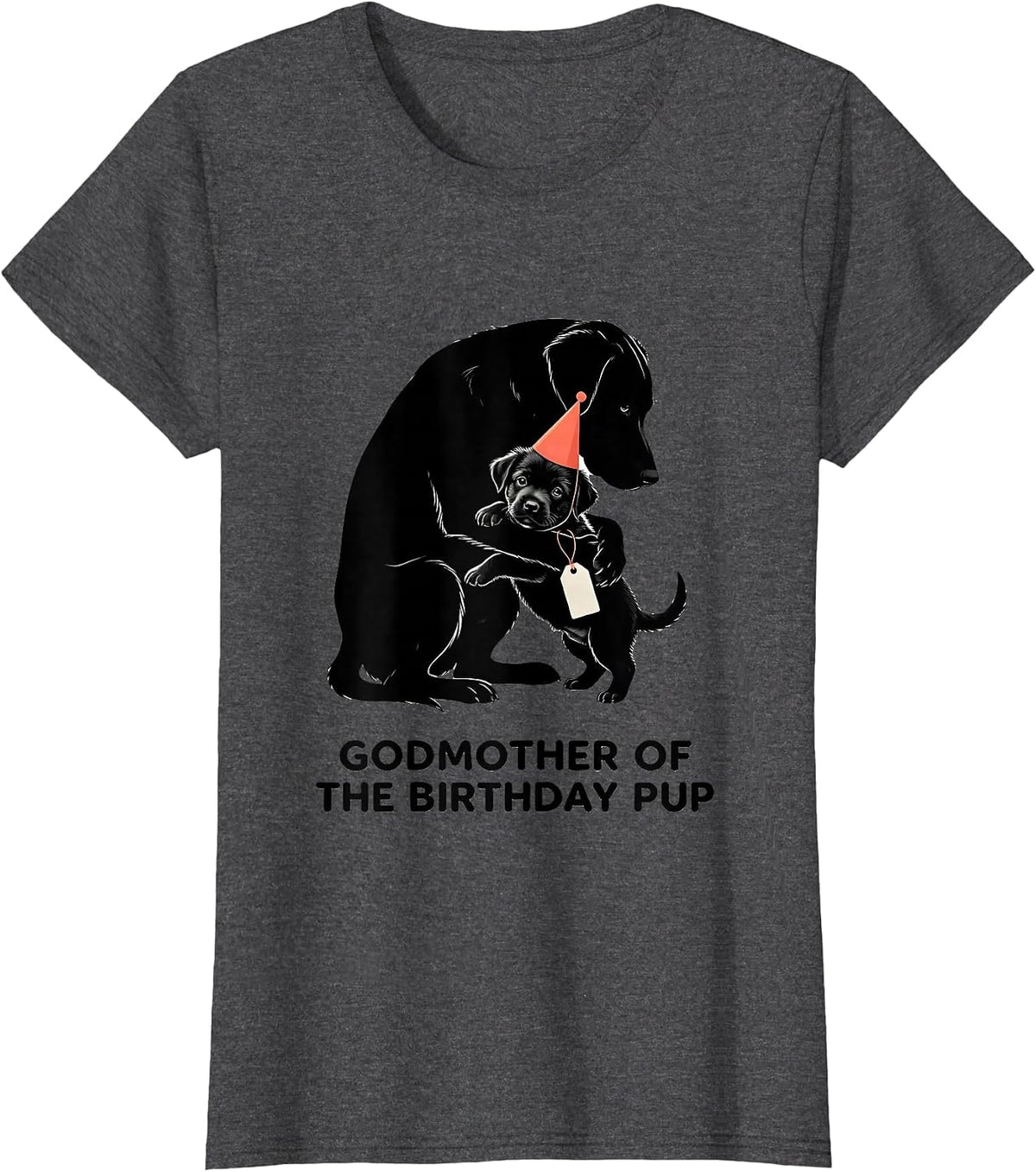 Women's Godmother Of The Birthday Pup Funny Dog Party Gift For Kids T-Shirt - Dark Heather Grey