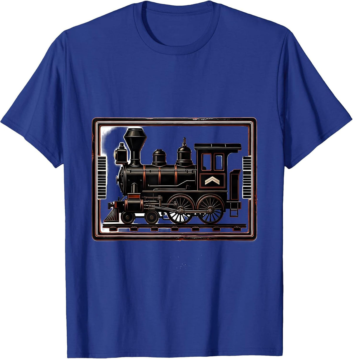 Steam Locomotive Silhouette Vintage Train Enthusiast T-Shirt - Royal Blue