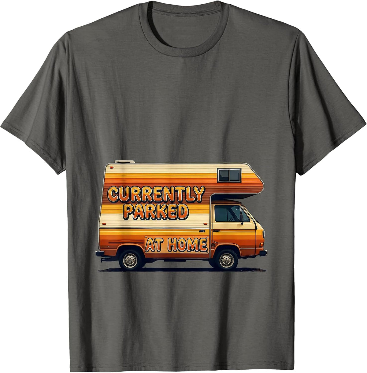 Men's Currently Parked At Home Retro Vintage Van Life Dwellers T-Shirt - Asphalt Grey