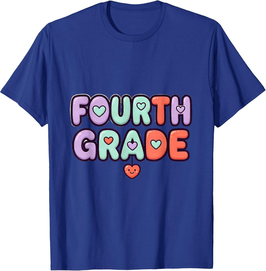 Fourth Grade Cute Kawaii Preppy Teacher Back To School Girls T-Shirt - Royal Blue