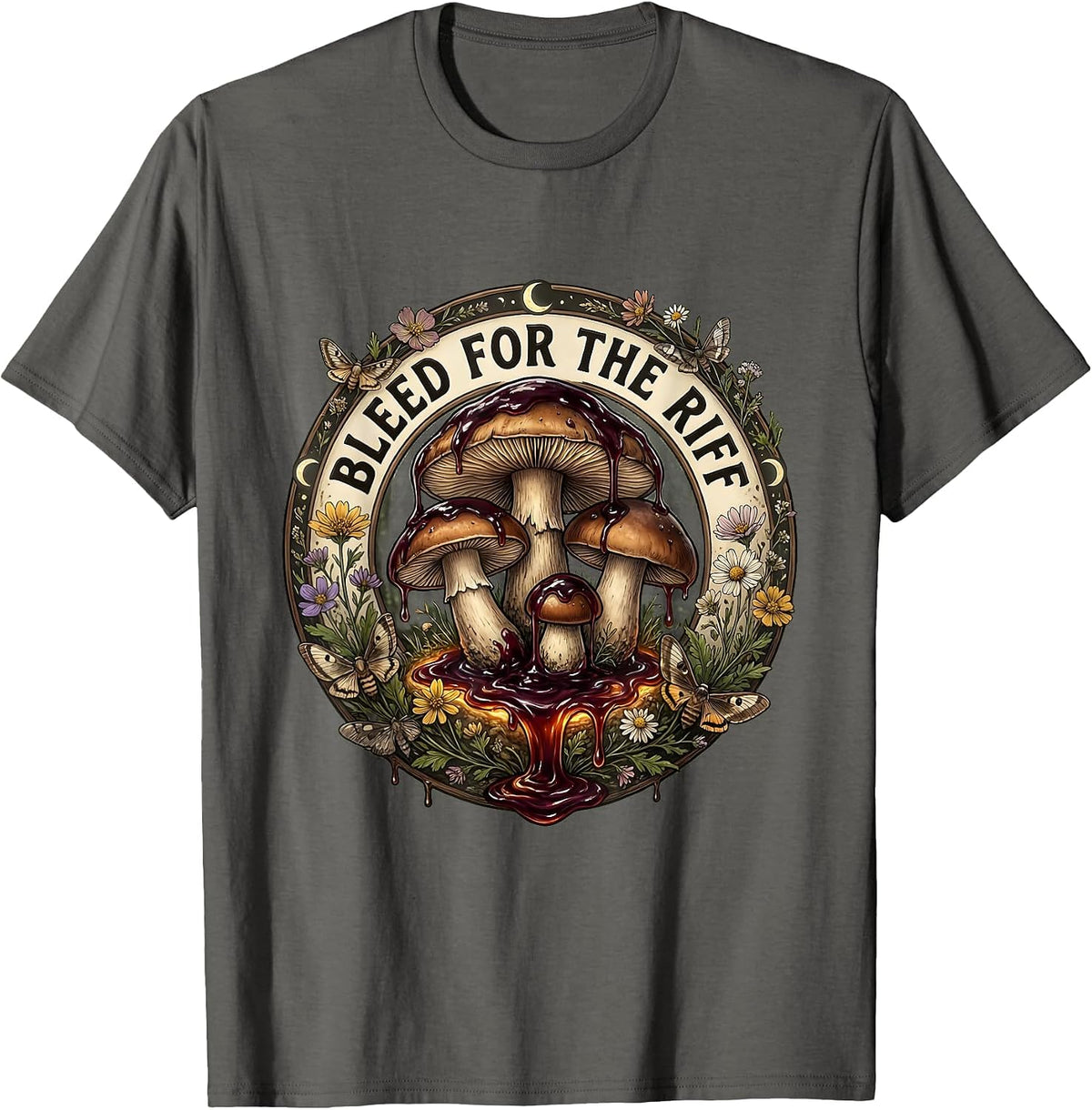 Bleed for the Riff Death Metal Graphic Design T-Shirt - Asphalt Grey