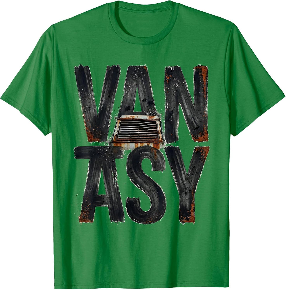 Men's Vantasy Retro Van Life Van Enthusiast Road Trip T-Shirt - Kelly Green