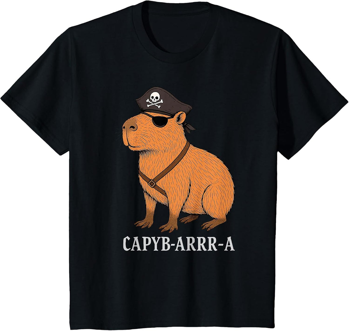 Capybara Capyb Arrr A Pirate Animal Lover Boys Girls Kid T-Shirt - Black