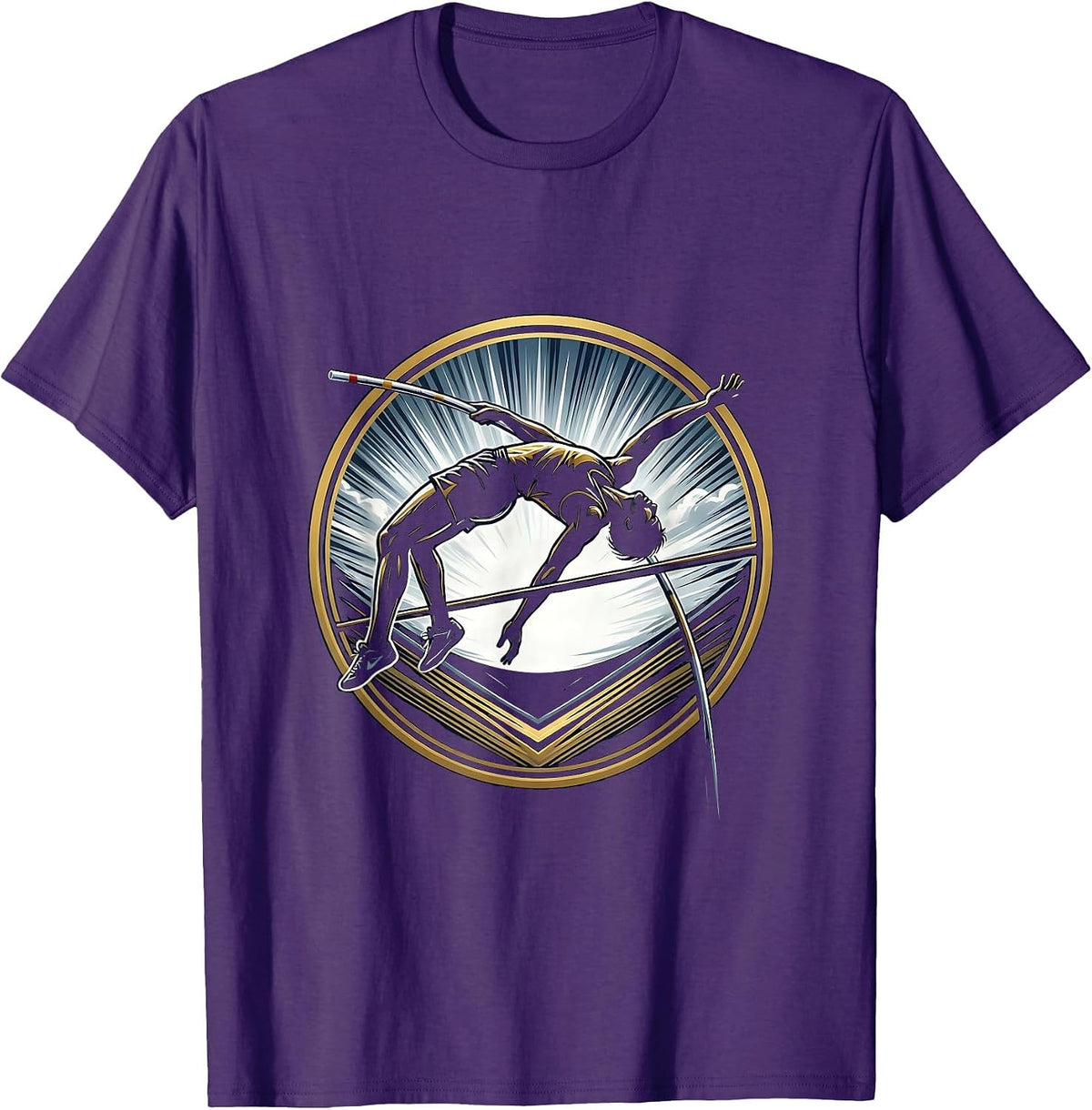 Men's Pole Vaulter Stormy Sky Athletic Graphic T-Shirt - Purple