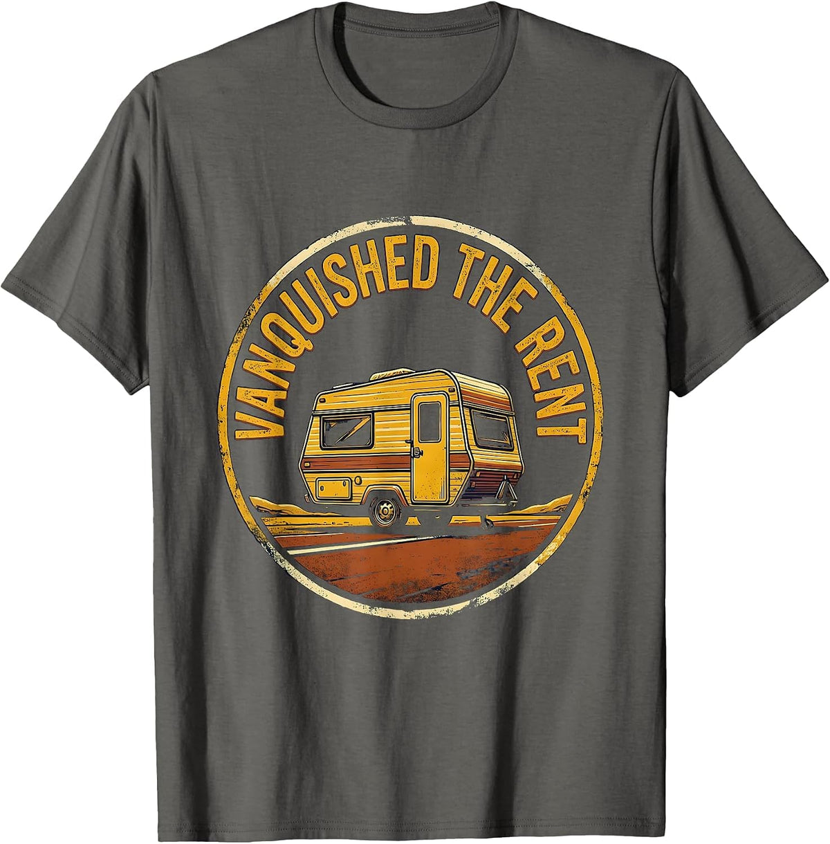 Men's Vanquished The Rent Vintage Van Life Camper Nomad Pride T-Shirt - Asphalt Grey