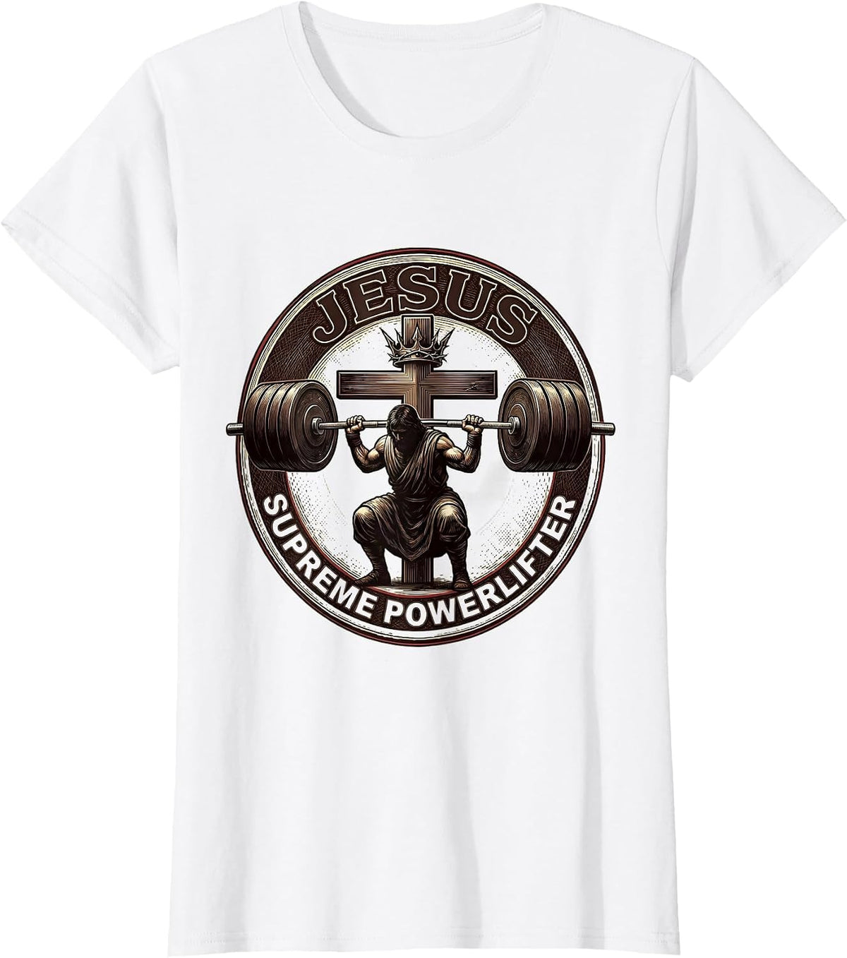 Jesus The Supreme Powerlifter Funny Christian Gym T-Shirt - White