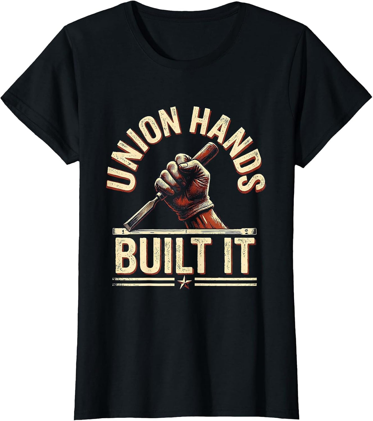 Women's Union Hands Built It Patriotic Skilled Trade Worker Labor T-Shirt - Black