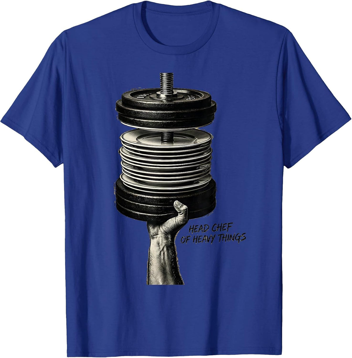 Head Chef Of Heavy Things Funny Gym Muscle Graphic T-Shirt - Royal Blue
