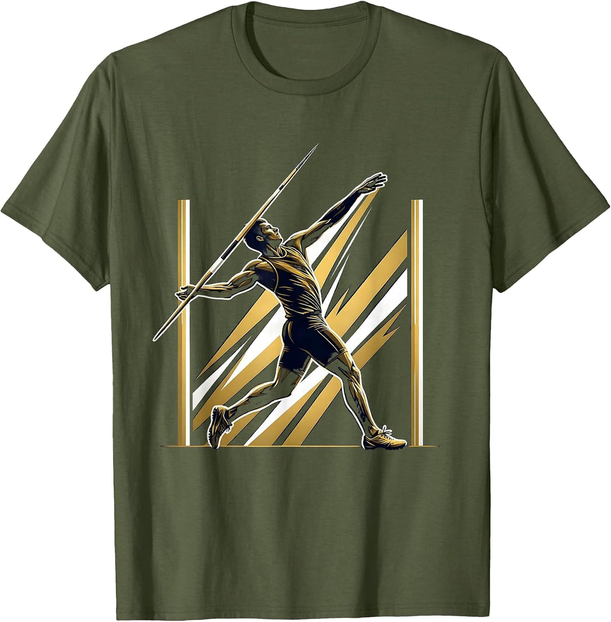 Men's Javelin Thrower Full Release Athletic Graphic T-Shirt - Olive Green