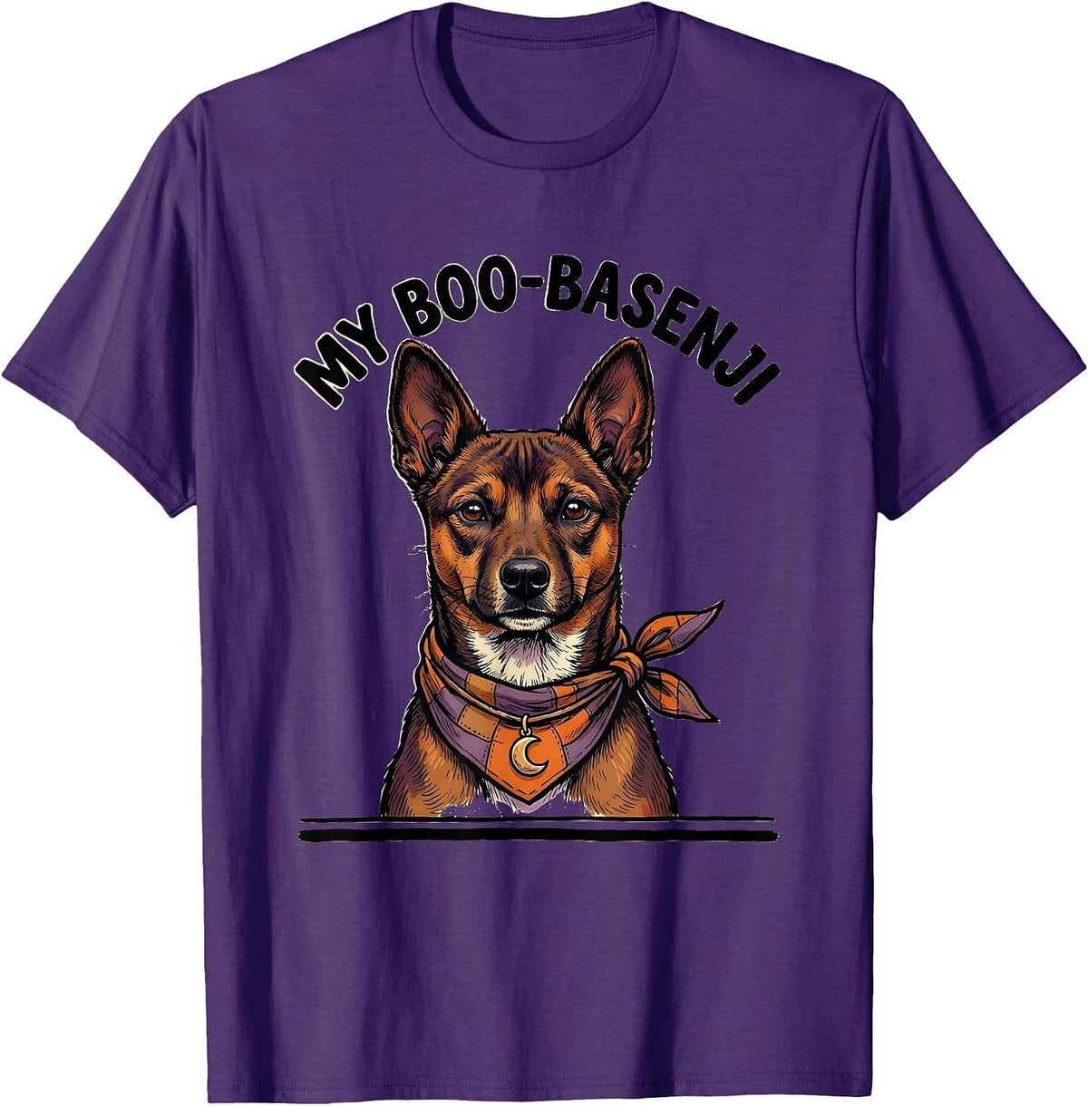Men's My Boo-Basenji Funny Dog Lover Halloween Costume T-Shirt - Purple