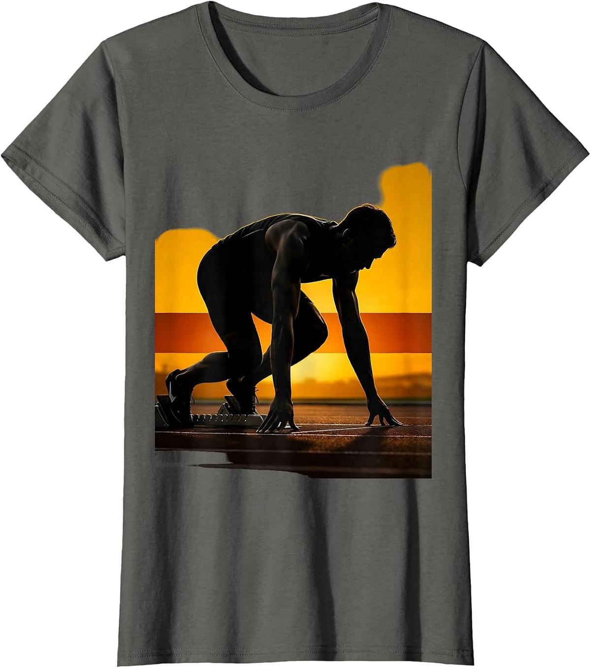 Women's Sprinter Starting Blocks Dawn Athletic Graphic T-Shirt - Asphalt Grey