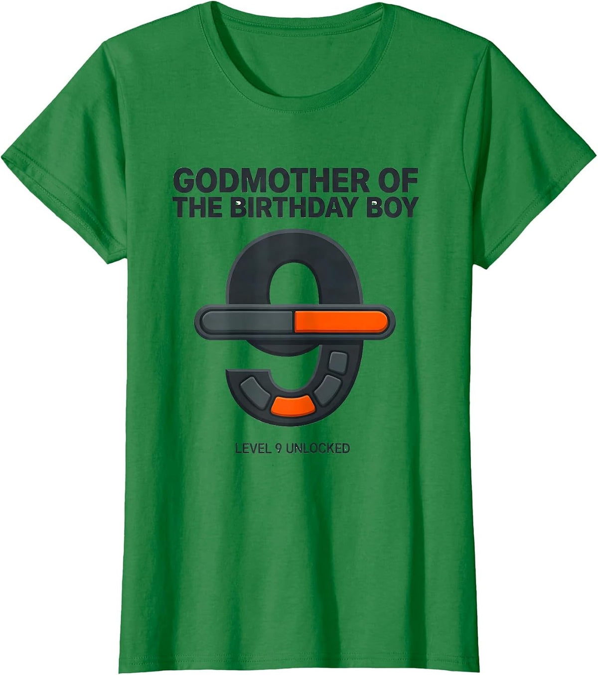 Godmother Of The Birthday Boy Level 9 Unlocked Matching T-Shirt - Kelly Green