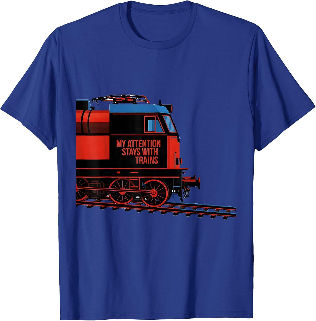 Men's My Attention Stays With Trains Bauhaus Modernist Train T-Shirt - Royal Blue
