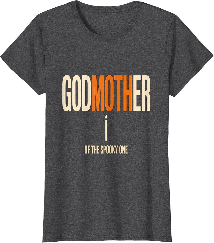 Women's Godmother of the Spooky One Funny Family Halloween Matching T-Shirt - Dark Heather Grey