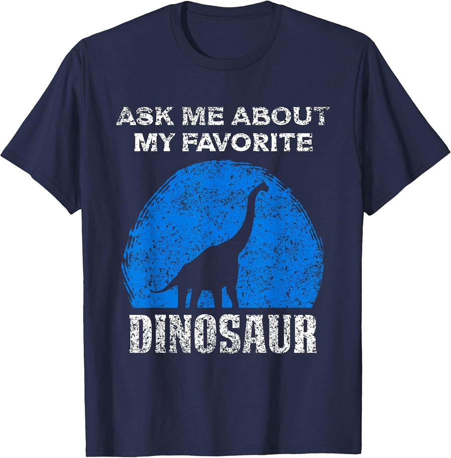 Ask Me After My Favourite Dinosaur Cute Dinosaur T-Shirt - Navy Blue