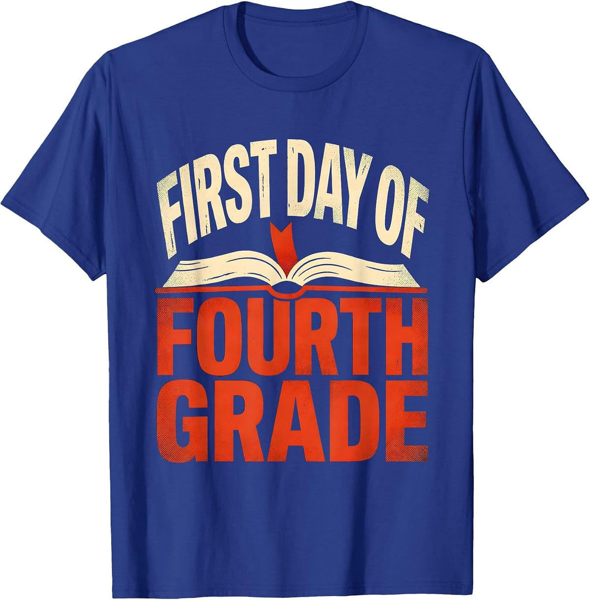 First Day Of Fourth Grade Retro Groovy Teacher Student Back T-Shirt - Royal Blue