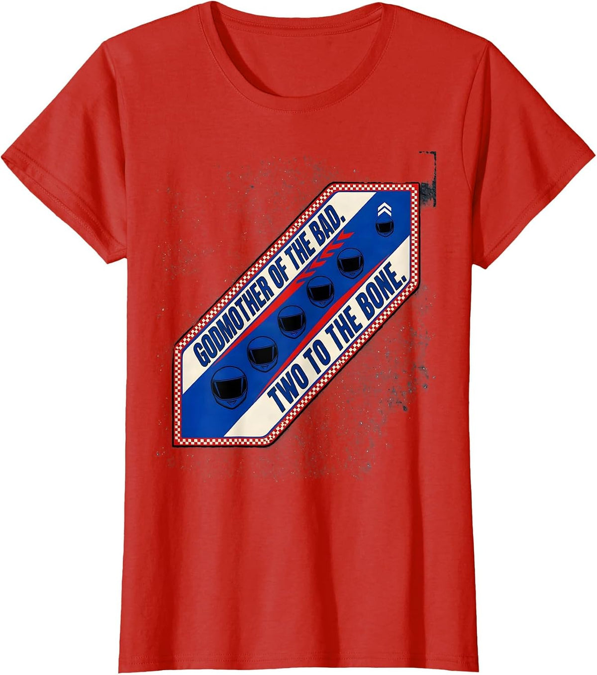 Godmother Of The Bad Two To The Bone Racing Livery Biker T-Shirt - Red