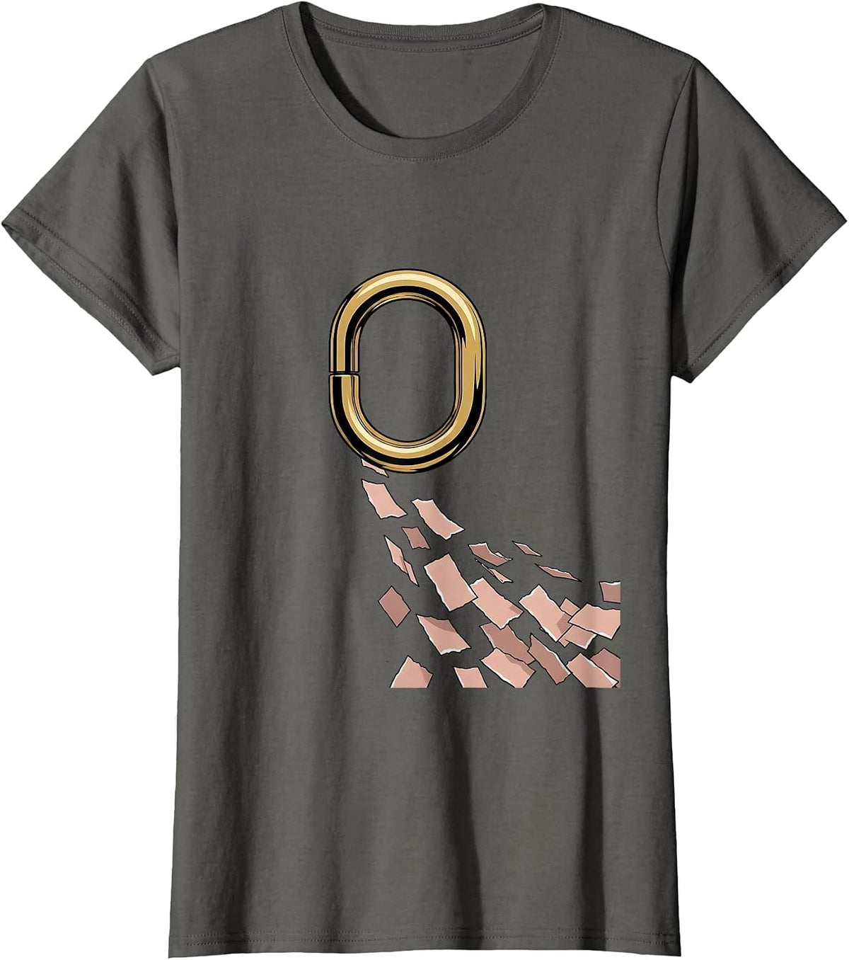 Women's Gold Hoop Lock Black Women Pride Sisterhood T-Shirt - Asphalt Grey