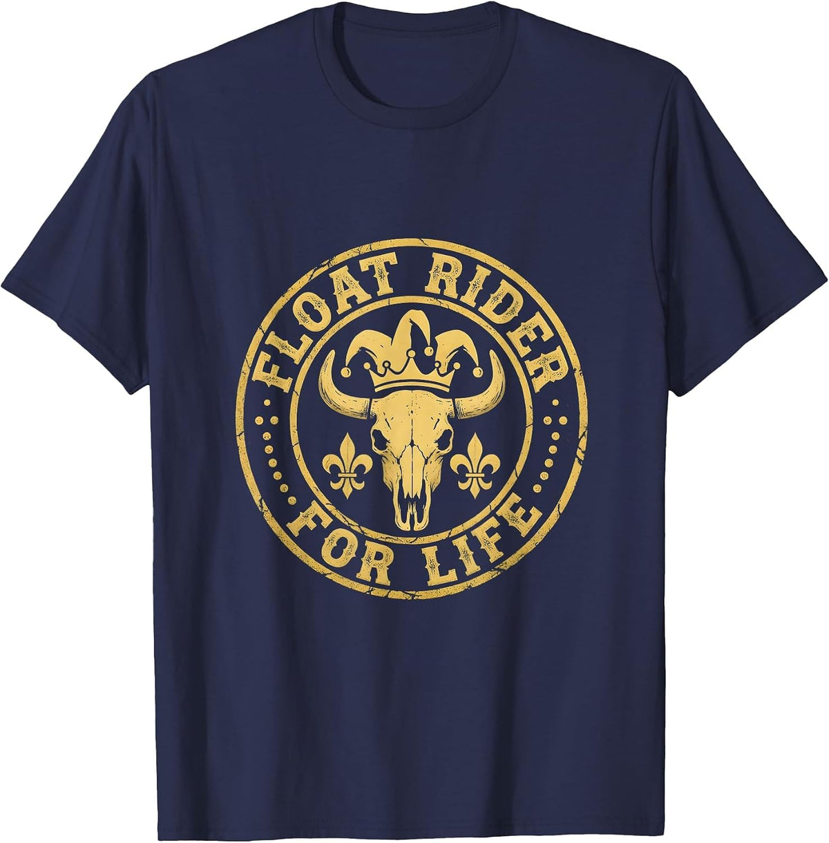 Float Rider For Life Mardi Gras Design T-Shirt - Navy Blue