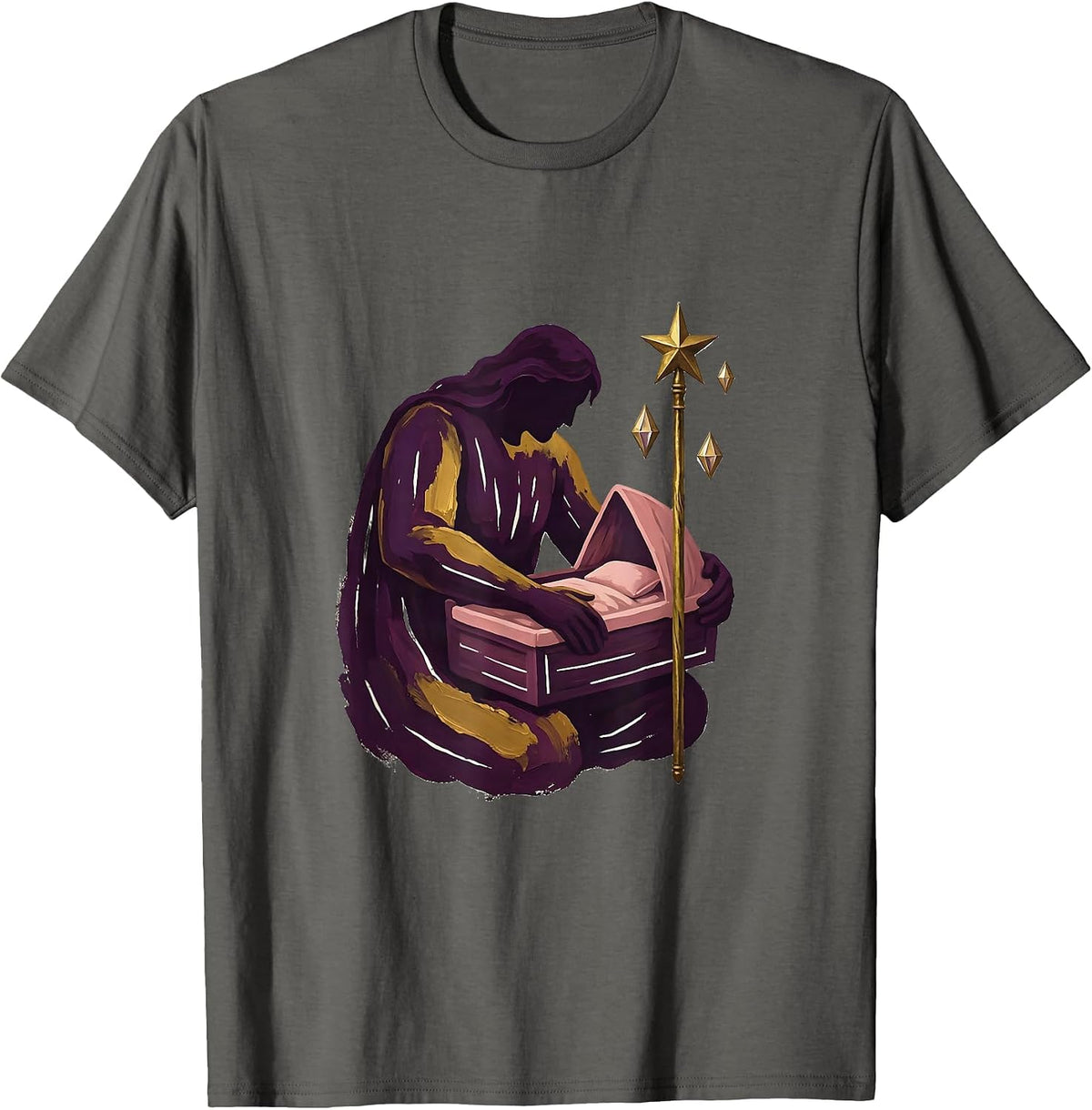 Men's Godmother Silhouette Funny Fairy Gift Baby Shower T-Shirt - Asphalt Grey