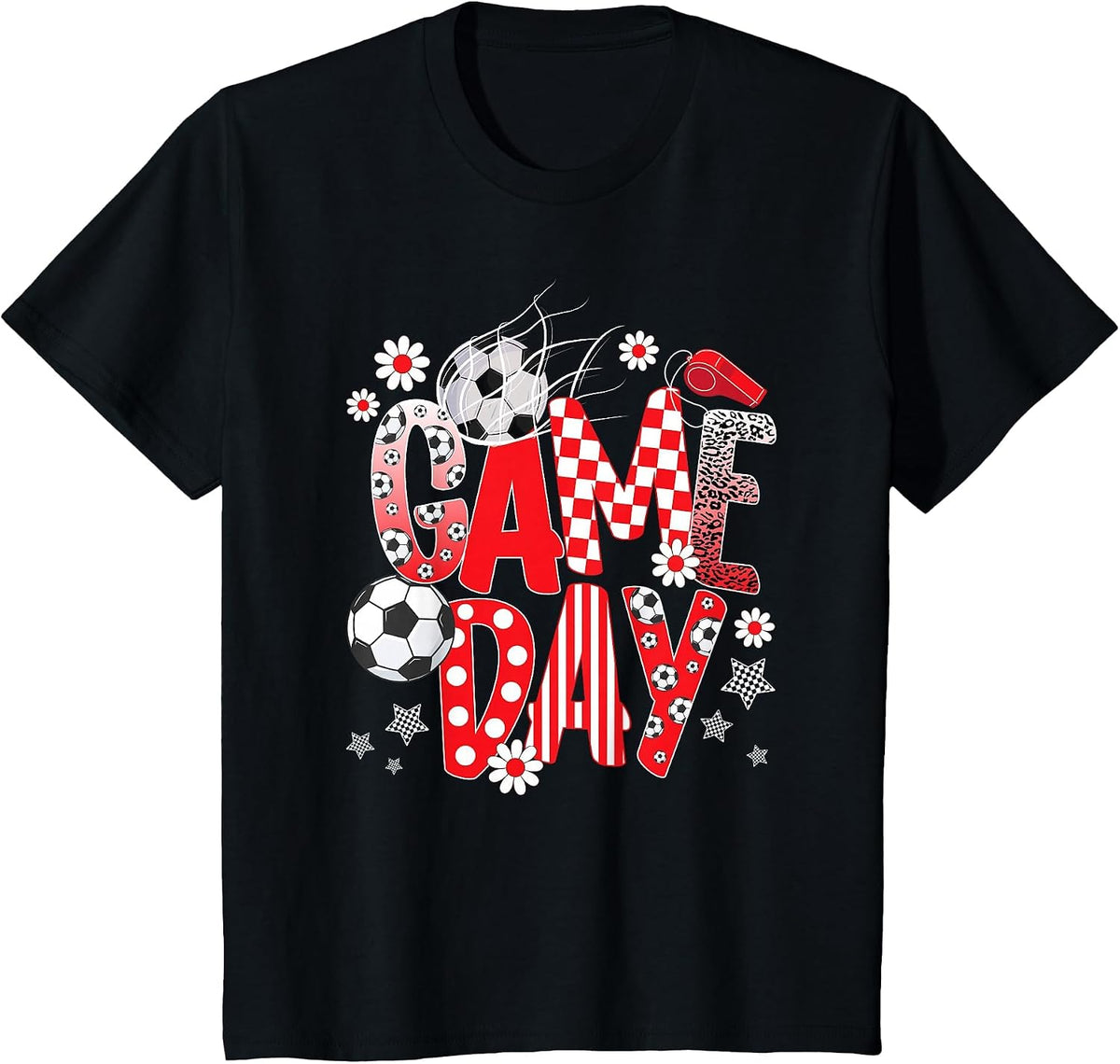 Game Day Cute Soccer Game Day Soccer T-Shirt - Black