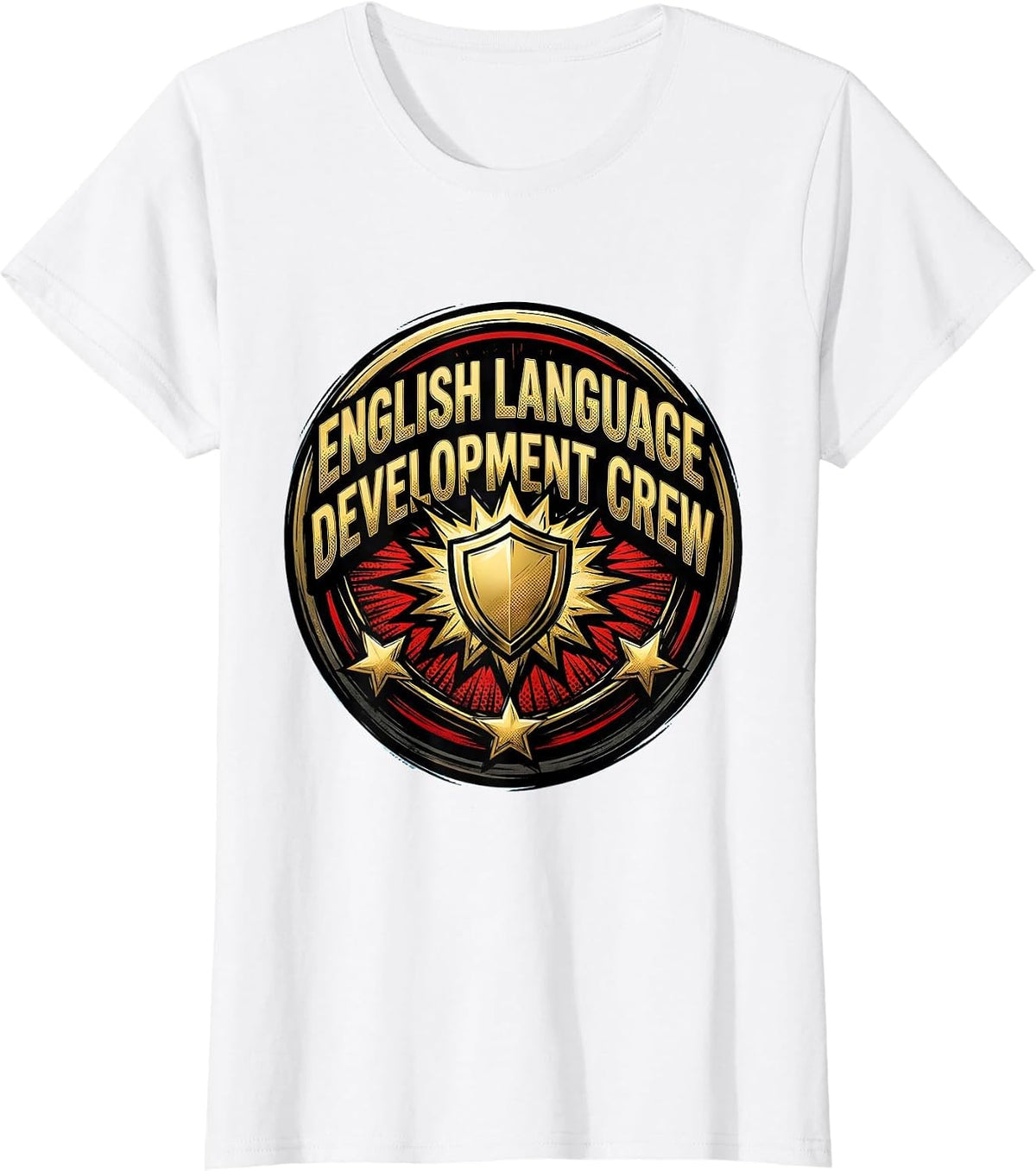 Women's English Language Development Crew Comic Book Dual Language T-Shirt - White