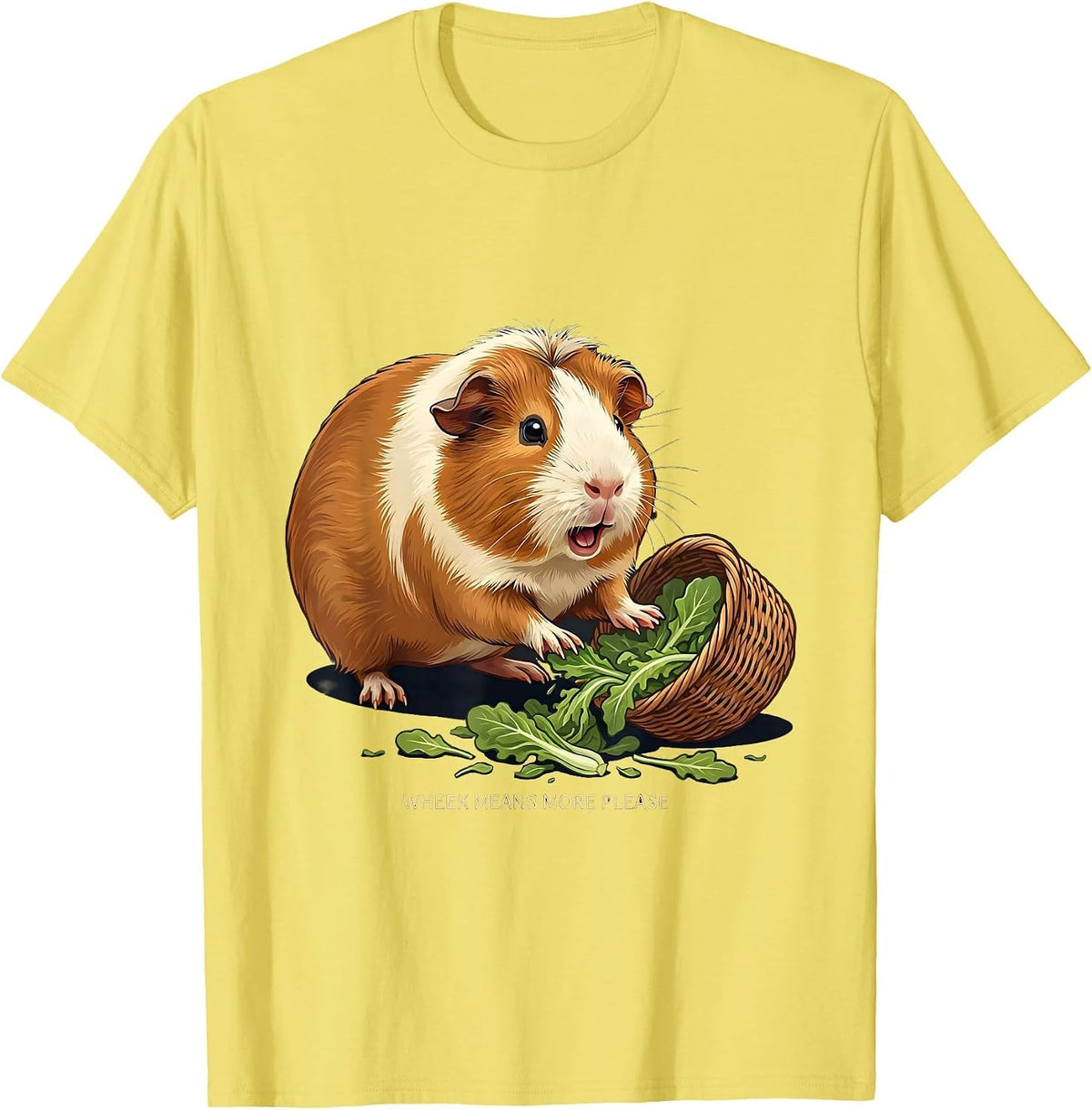 Men's Wheek Means More Please Funny Guinea Pig Pet Lover Humor T-Shirt - Lemon Yellow