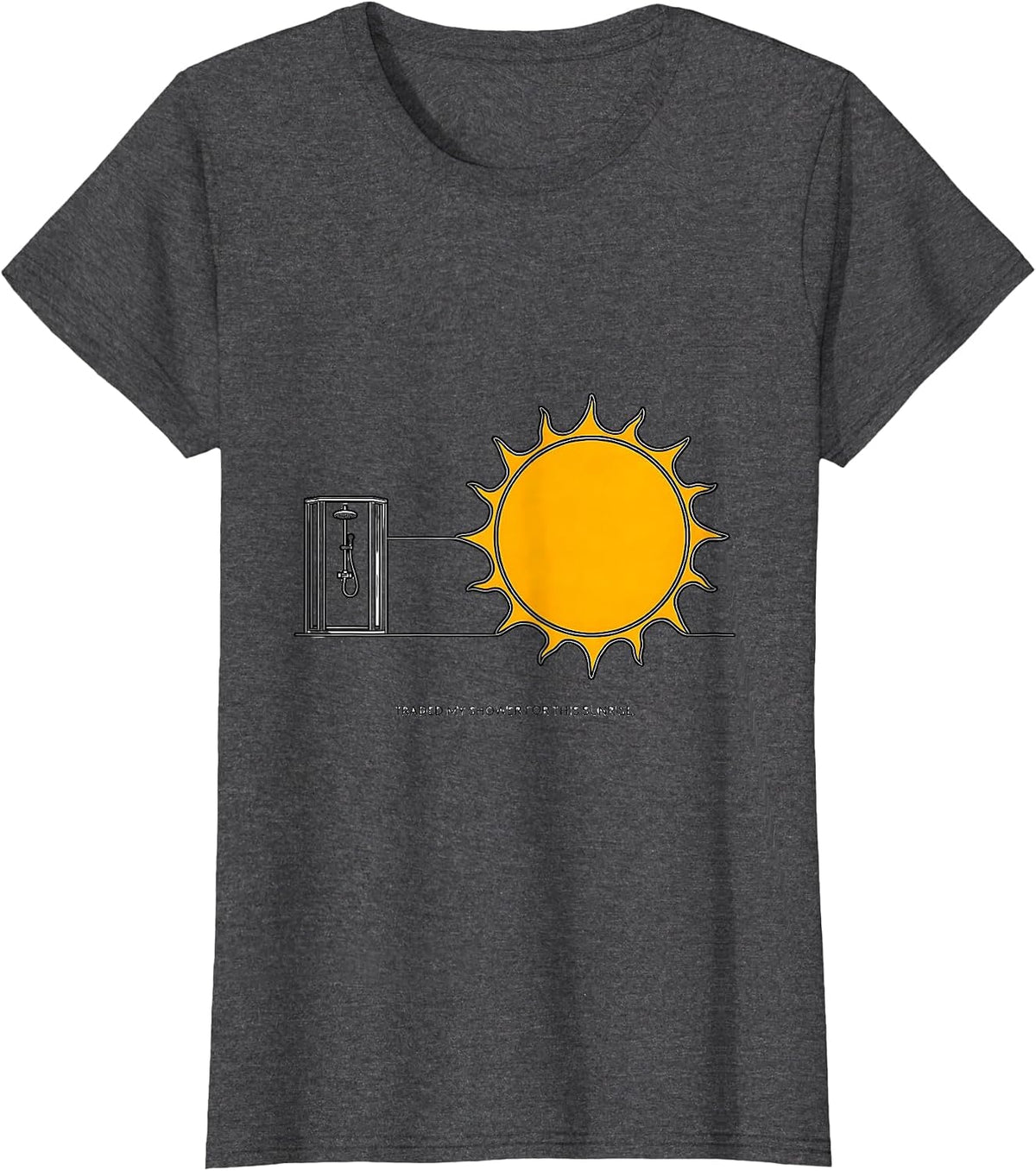 Women's Traded My Shower For This Sunrise Vintage Van Life Road Trip T-Shirt - Dark Heather Grey