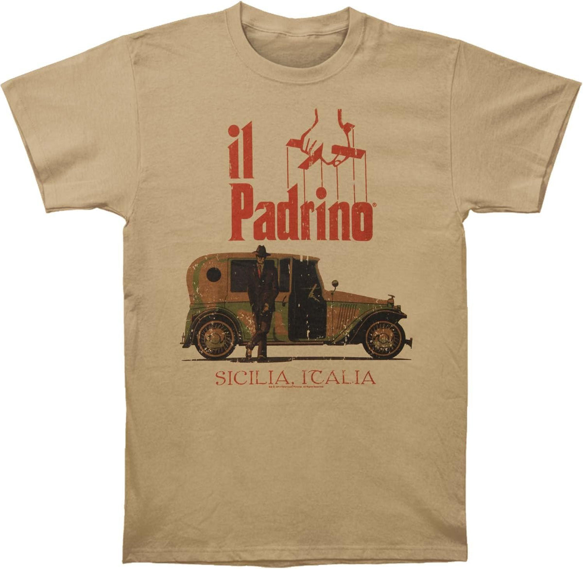 Godfather Men's Il Padrino Slim Fit T-Shirt Khaki Heather - Khaki Heather