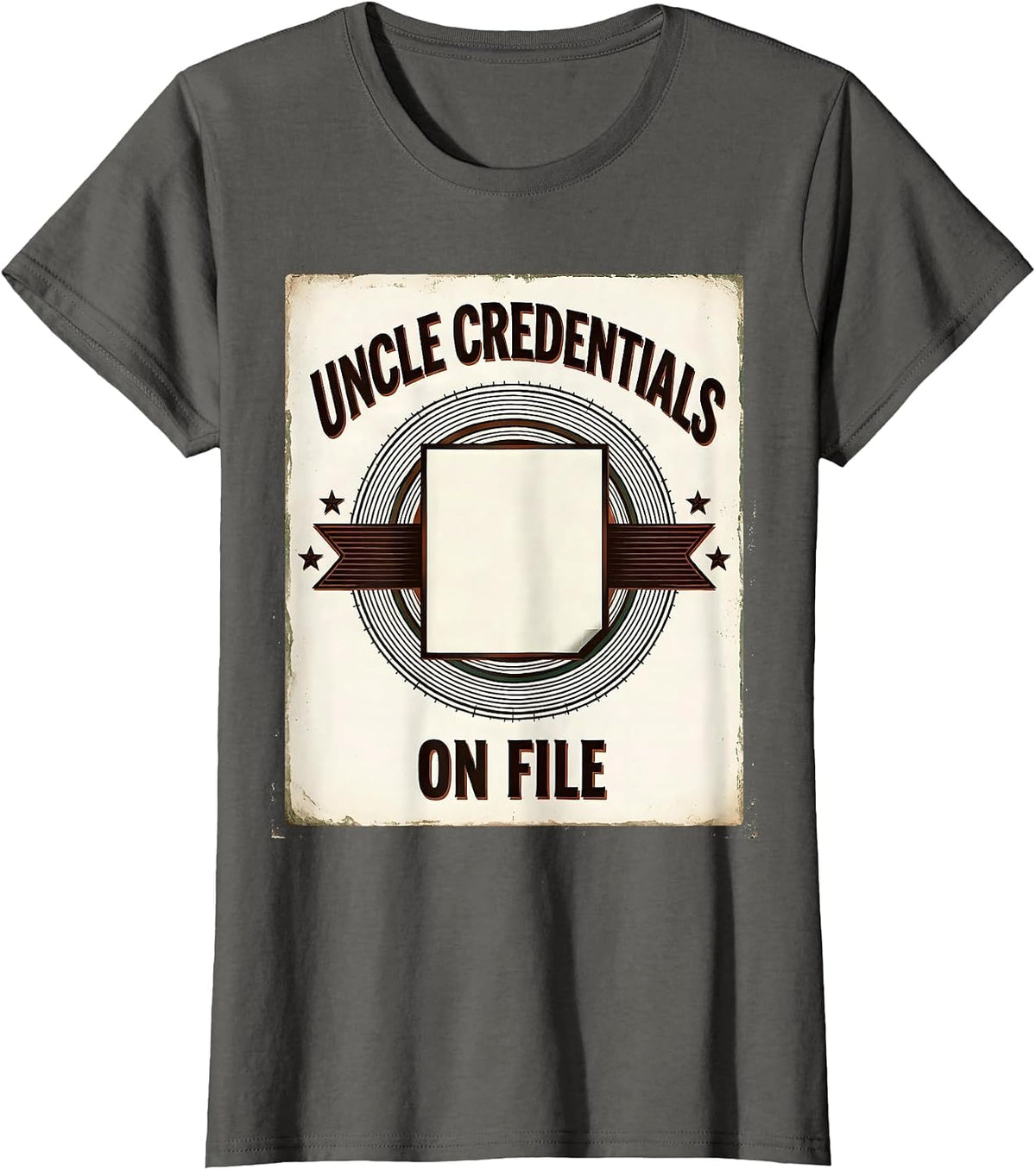 Women's Uncle Credentials On File Vintage Funny Uncle Godfather Gift T-Shirt - Asphalt Grey