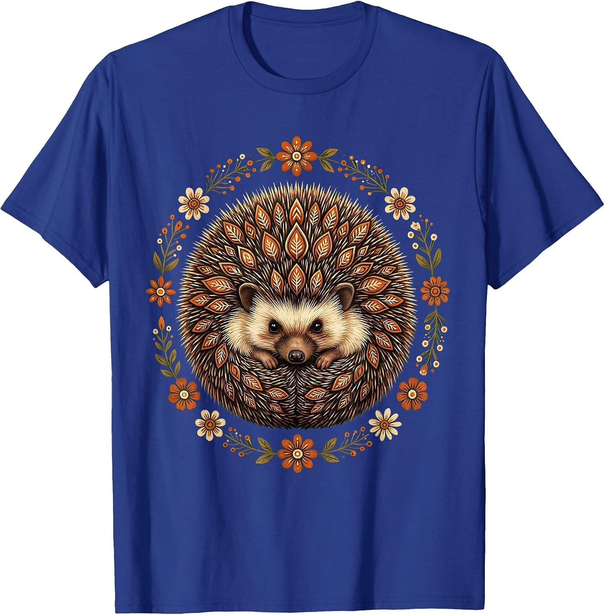 Cute Baby Hedgehog Curled Up Tiny Ball Design T-Shirt - Royal Blue