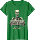 Women's Halloween Skeleton Heavy Metal Karaoke Design T-Shirt - Kelly Green