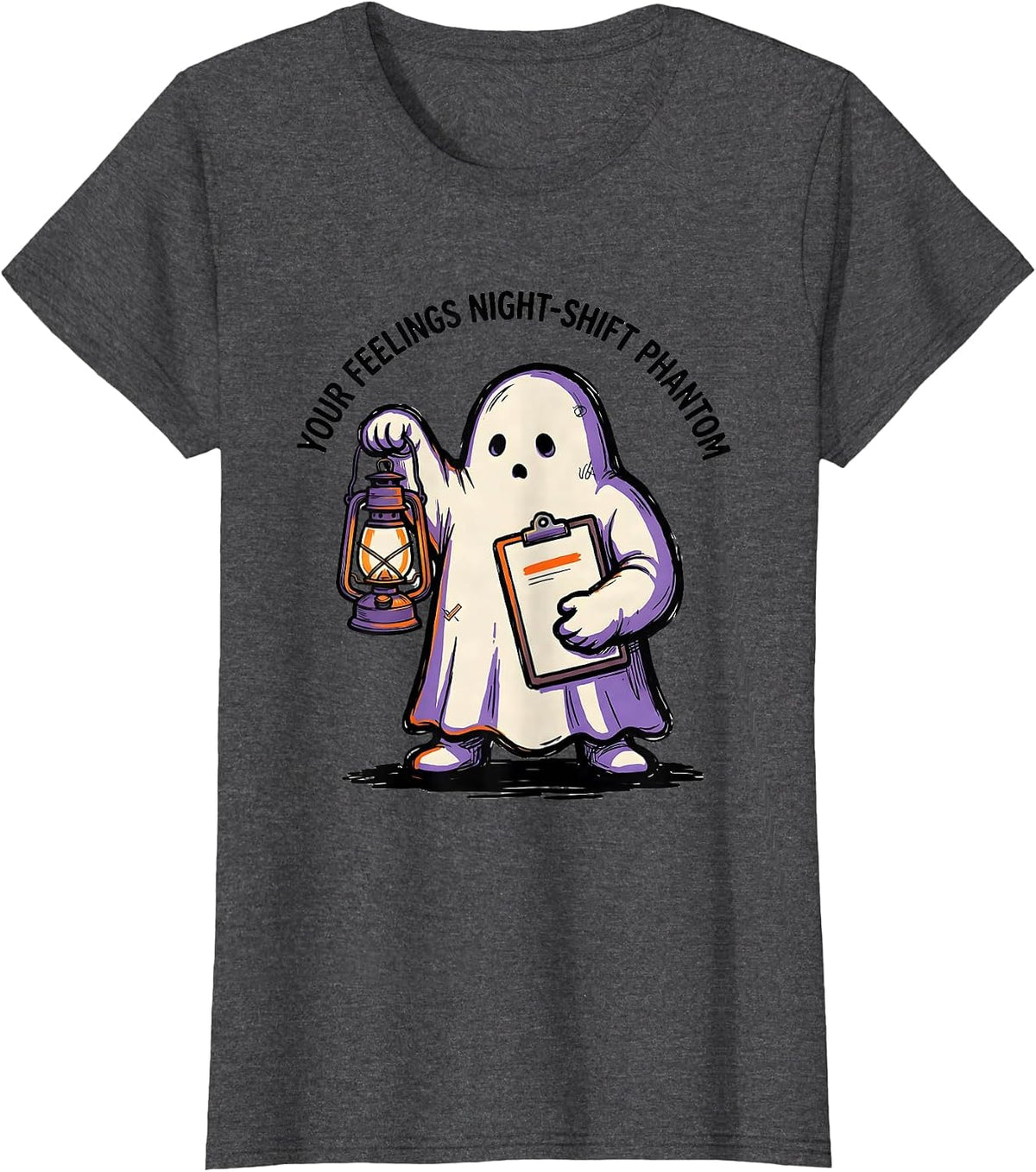 Women's Your Feelings Night-Shift Phantom Funny Mental Health T-Shirt - Dark Heather Grey