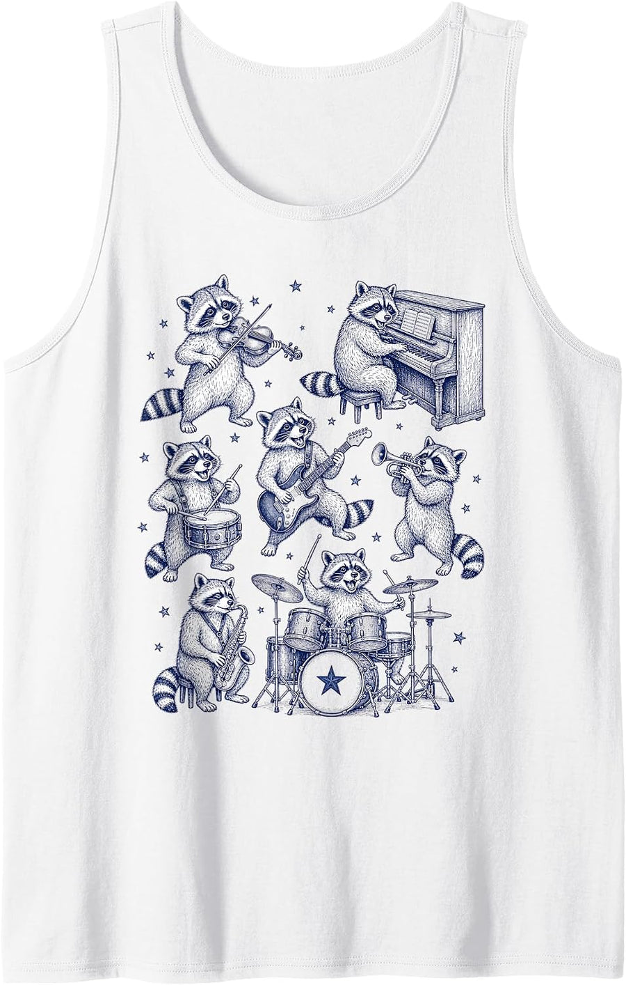 Raccoon Band Musician Music Lover Orchestra Sleeveless Tank Top - As Pictured