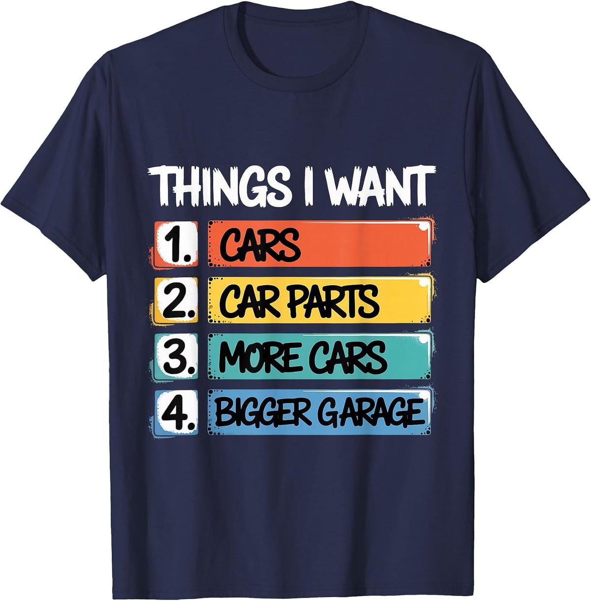 Things I Want Car Parts Auto Mechanic Engine Garage T-Shirt - Navy Blue
