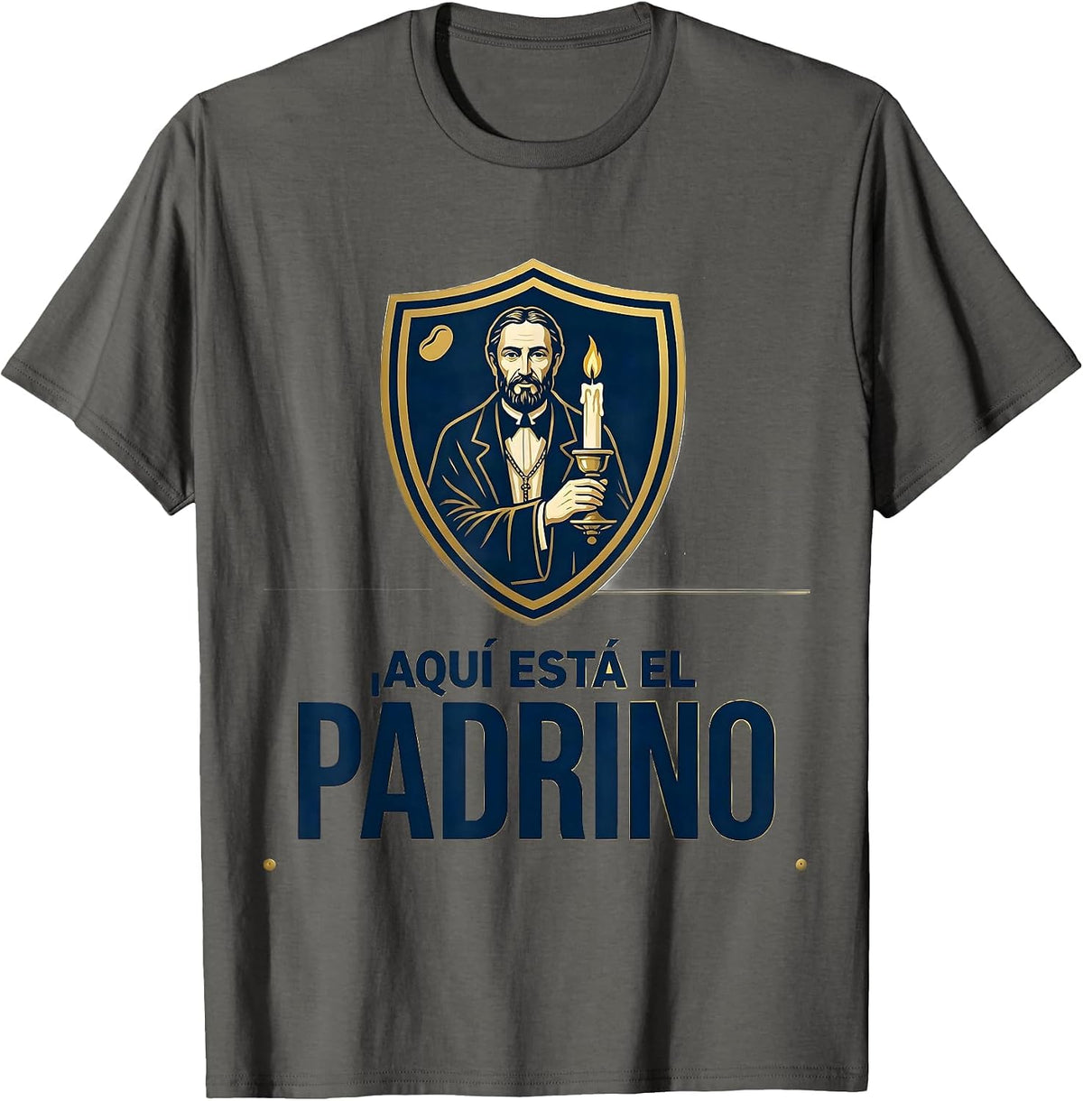 Men's ¡Aquí Está El Padrino! Mexican Bingo Family Role Humor T-Shirt - Asphalt Grey