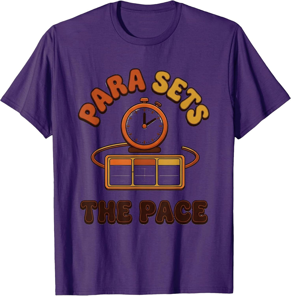 Para Sets The Pace Retro 70s Paraprofessional School Staff T-Shirt - Purple