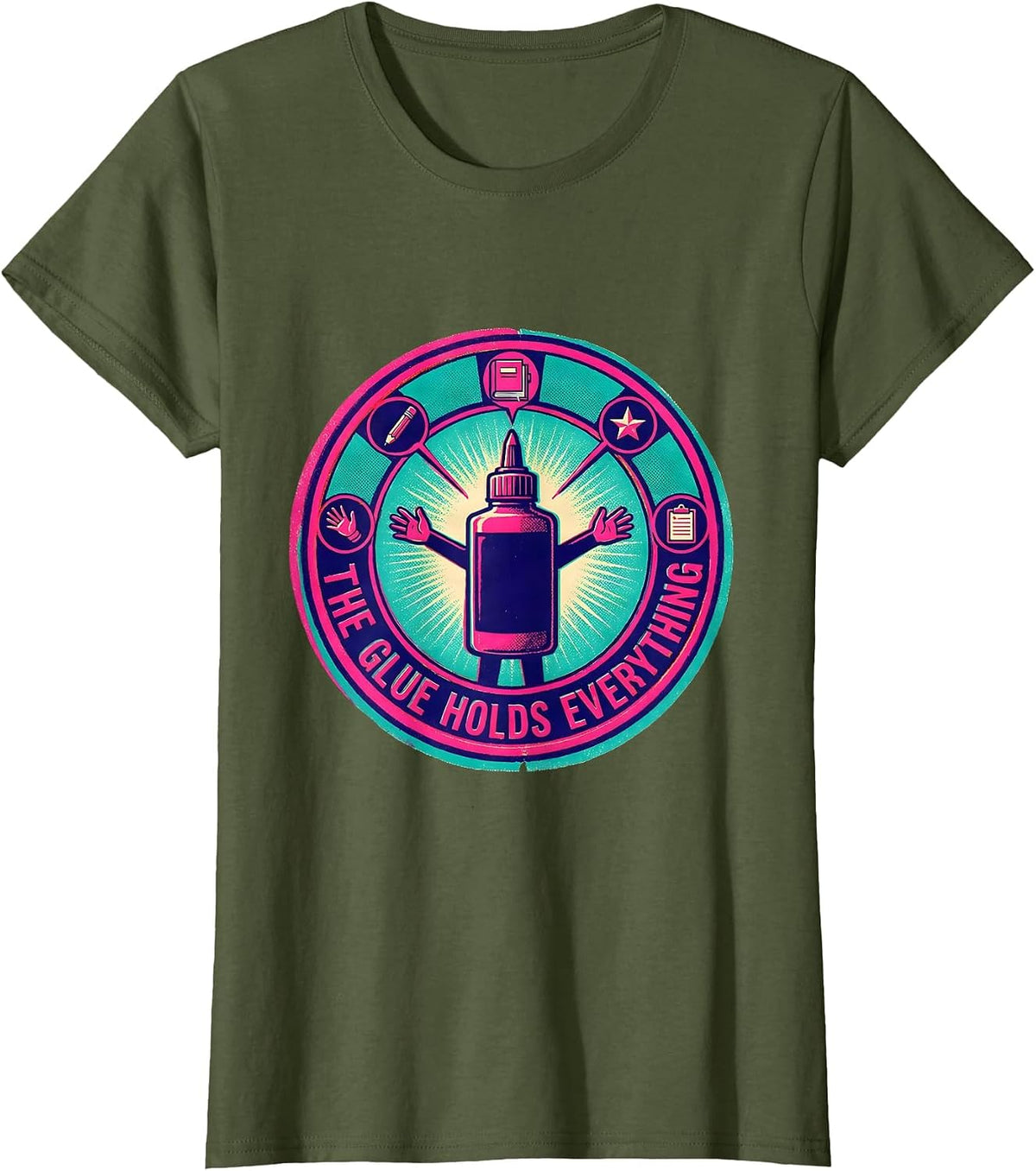 Women's The Glue Holds Everything Paraprofessional Design T-Shirt - Olive Green