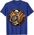 Skeleton Guitarist Shredding on Stage Rock Design T-Shirt - Royal Blue