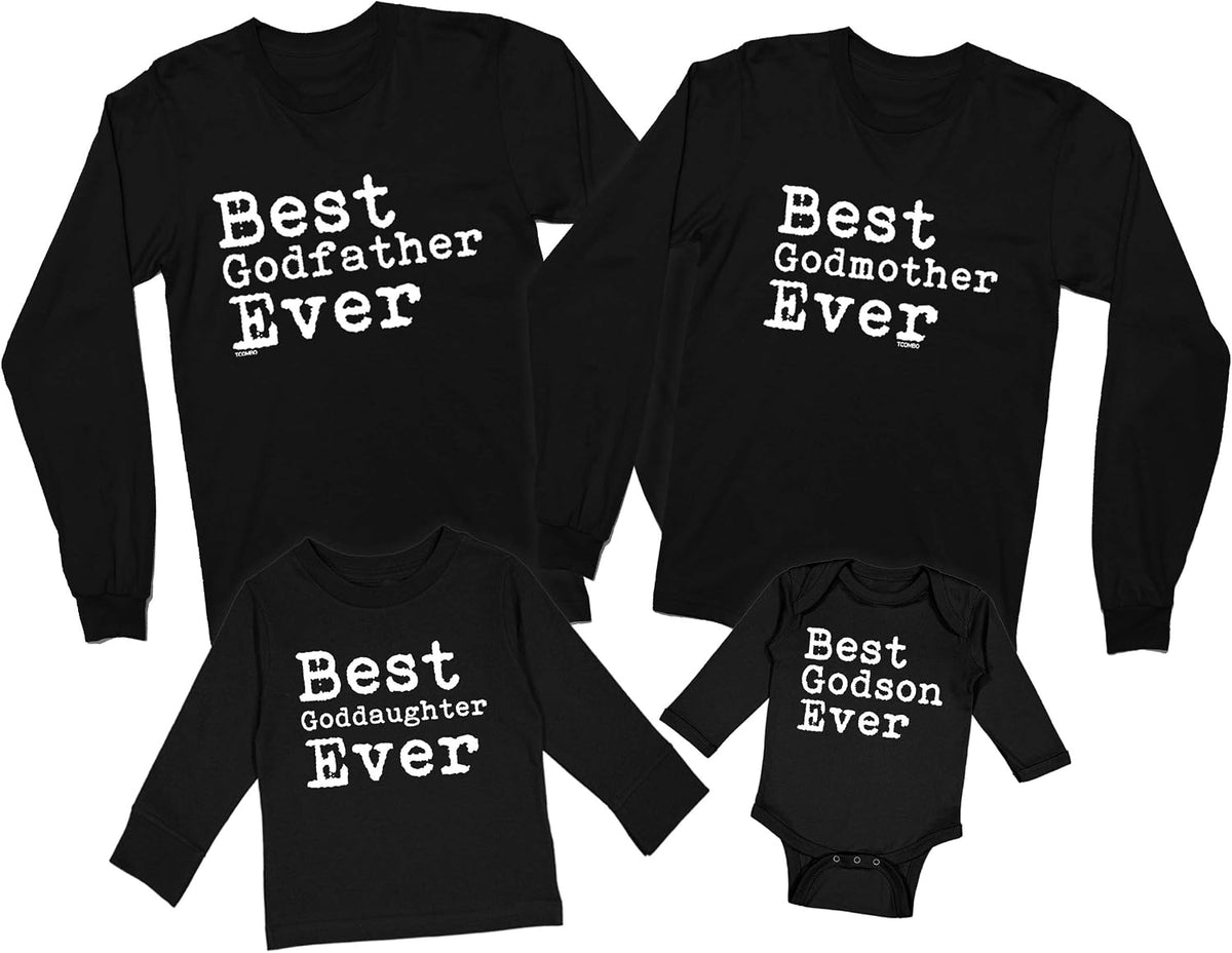 Best Godparent/Godchildren Matching Long Sleeve Family Shirts - Kids Tee - Best Goddaughter Ever - Black